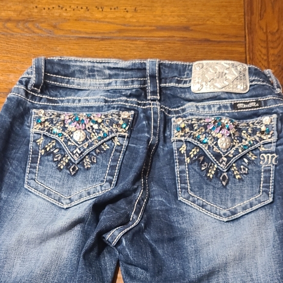 Miss Me Dark Blue Skinny Jeans with Embellished Pocket - Picture 2 of 8